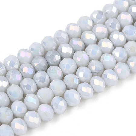 Anti-Tarnish Electroplate Rondelle Glass Beads Strands X-EGLA-T021-4mm-17-01-1