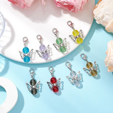 9Pcs 8 Colors Angel Glass Pendant Decorations HJEW-JM02638-1