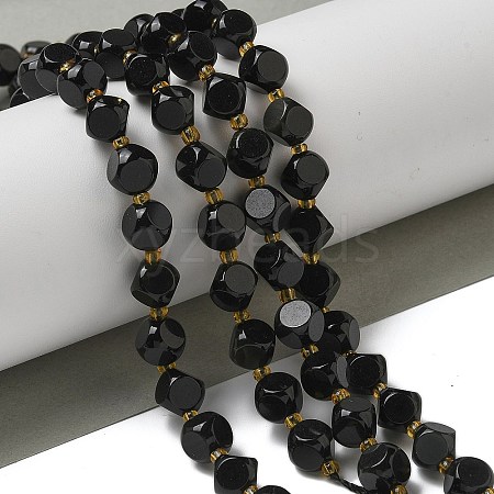 Natural Black Onyx(Dyed & Heated) Beads Strands G-K387-A03-02-1