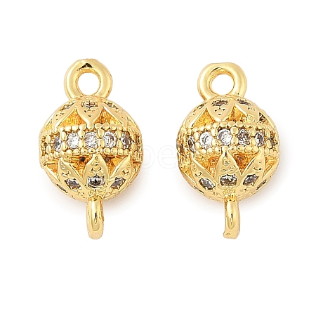 Brass Micro Pave Cubic Zirconia Connector Charms KK-U056-03G-1