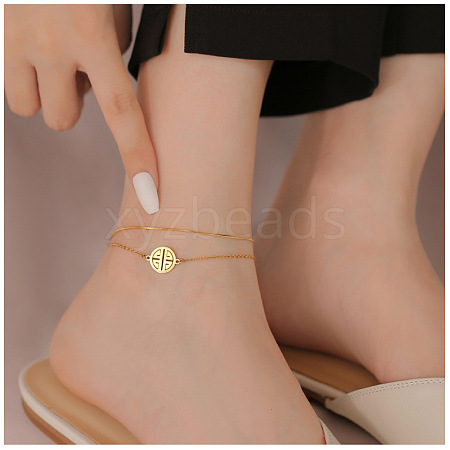 Titanium Steel Charm Anklets for Women WG18C2B-62-1