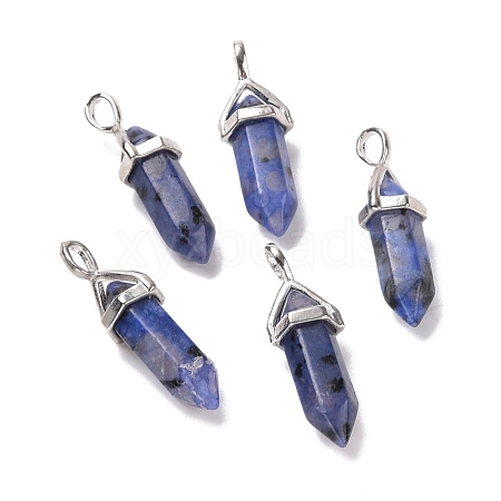 Natural Blue Sesame Jasper Pointed Pendants G-K329-28P-1