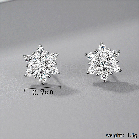 Classic Delicate 925 Sterling Silver Flower Stud Earrings for Women Daily Party Wear PI7223-1