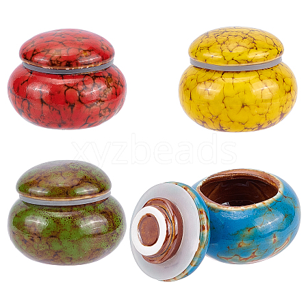 CHGCRAFT 4Pcs 4 Colors Handmade Porcelain Storage Containers CON-CA0001-007-1