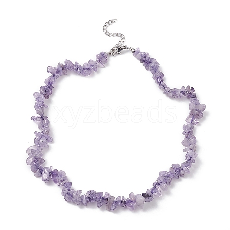 Natural Amethyst Chips Beaded Necklaces NJEW-JN04275-02-1