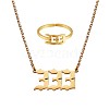 Angel Number Pendant Necklace & Open Cuff Ring JX197A-1