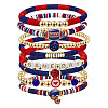 7Pcs Rugby Polymer Clay Heishi & CCB Plastic Beaded Stretch Bracelets Set FS-WGC7825-04-1