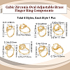 Beebeecraft 4Pcs 4 Style Brass Cubic Zirconia Adjustable Ring Components RJEW-BBC0001-09-2