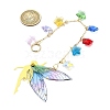 Brass & Transparent Epoxy Resin Fairy Pendant Decoration HJEW-JM02635-03-3