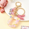 Resin & Acrylic & Faux Suede Tassel Keychain KEYC-YW00124-21-1
