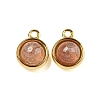 Natural Strawberry Quartz Half Round Charms STAS-L080-009G-05-1