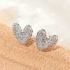 Brass Micro Pave Clear Cubic Zirconia Stud Earrings for Women EJEW-F352-06P-5