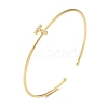 Rack Plating Brass Micro Pave Clear Cubic Zirconia Letter Open Cuff Bangles BJEW-A018-01G-T-1