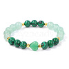 Heart & Round Synthetic Malachite Bead Stretch Bracelets MK5607-5-1