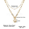 2Pcs Flat Round Alloy & Plastic Imitation Pearl Pendant Double Layer Necklaces FS-WGEC9D8-01-4