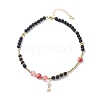 Natural Lava Rock & Gemstone Heart Beaded Necklace NJEW-JN03996-2