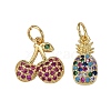 10Pcs 5 Style Golden Plated Fruit Theme Brass Micro Pave Cubic Zirconia Charms ZIRC-ZZ0001-05G-3