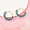 304 Stainless Steel & Bohemian Beaded Fan Hoop Earrings for Women EJEW-R001-01G-01-1