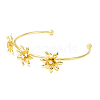 Alloy Flower Open Cuff Bangle for Women BJEW-D054-01G-3