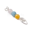 Natural Mixed Stone Round Beaded Pendants PALLOY-JF03108-5