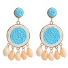 Bohemian Vacation Style Raffia Shell Earrings Vintage Handmade Woven Ear Drops GM6430-1-1