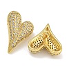 Rack Plating Heart Brass Micro Pave Cubic Zirconia Stud Earrings EJEW-I313-17G-2