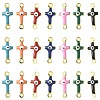 28Pcs 7 Colors Brass Enamel Connector Charms KK-FS0002-04-1