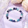 8.5mm Round Natural Lapis Lazuli & Howlite & Synthetic Turquoise & Blue Spot Jasper Bead Stretch Bracelets for Women BJEW-JB10944-05-4