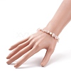 Natural Rose Quartz Chips & Pearl Beaded Slider Bracelet BJEW-JB08334-02-3