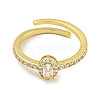 Oval Rack Plating Brass Micro Pave Cubic Zirconia Adjustable Rings RJEW-F162-03G-01-2