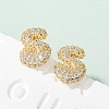 Brass Micro Pave Cubic Zirconia Stud Earrings EJEW-Z091-04G-S-1