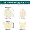 Unicraftale 40Pcs 2 Styles 201 Stainless Steel Filigree Pendants STAS-UN0035-73-4