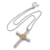 Brass Screw Cross Pendant Box Chain Necklaces for Women Men NJEW-C067-06P-4