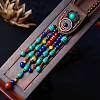 Ethnic Style Synthetic Turquoise & Natural Red Jasper & Natural Yellow Agate Teardrop Tassel Pendant Necklaces FS-WG6AE62-01-2