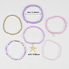 Bohemian Style Round Glass & Plastic Beads Stretch Bracelets & Starfish & Star Zinc Alloy Charm Bracelets Set for Women FS-WG8BA5D-01-2