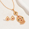 Simple and Stylish 18K Gold Plated Brass Rhinestones Teardrop Pendant Necklace & Stud Earrings Set for Women KJ3838-1