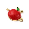 Brass Red Enamel Connector Charms KK-I276-13G-02-2