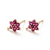 Brass Micro Pave Cubic Zirconia Stud Earrings Findings ZIRC-C027-14G-RS-2