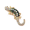 Lizard Alloy Crystal AB Rhinestone Brooches with Resin JEWB-I034-26G-03-1