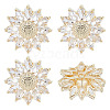 4Pcs 1-Hole Brass Pave Clear Cubic Zirconia Buttons BUTT-MA0001-15A-G-1