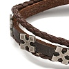PU Leather & Waxed Cords Triple Layer Multi-strand Bracelets BJEW-G709-06A-AS-2