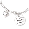 304 Stainless Steel Paperclip Chains Charm Bracelets for Women BJEW-JB11950-01-3