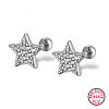 Star Rhodium Plated 925 Sterling Silver Stud Earrings MB4545-2-1