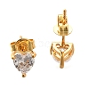 Heart Brass Micro Pave Clear Cubic Zirconia Stud Earrings EJEW-C126-07G-4