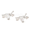 Heart with Arrow Platinum Brass Stud Earrings EJEW-L270-06P-05-1