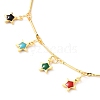 Brass Enamel Star Charm Anklets AJEW-AN00344-04-2