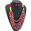 Bohemian Alloy & Resin & Glass Seed Beaded Multilayer Necklaces & Dangle Earrings FS-WG32A45-07-1