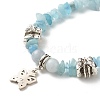 Natural Aquamarine Chip Beads Multi-strand Bracelet BJEW-JB07052-04-5