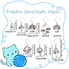 16Pcs 8 Style Mushroom Tibetan Style Alloy Pendant Stitch Markers HJEW-NB00018-2