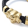 Men's Braided Black PU Leather Cord Bracelets BJEW-K243-52G-2